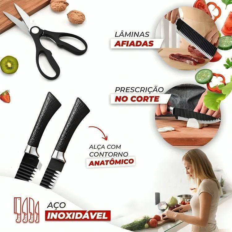 Kit 6 Facas de Cozinha Profissional